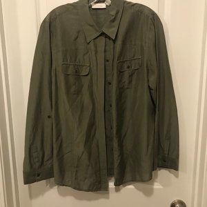 Chico's olive green button down blouse size 2